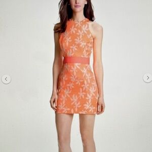 Milly Sonya Orange Jacquard Sheath Dress Size 12